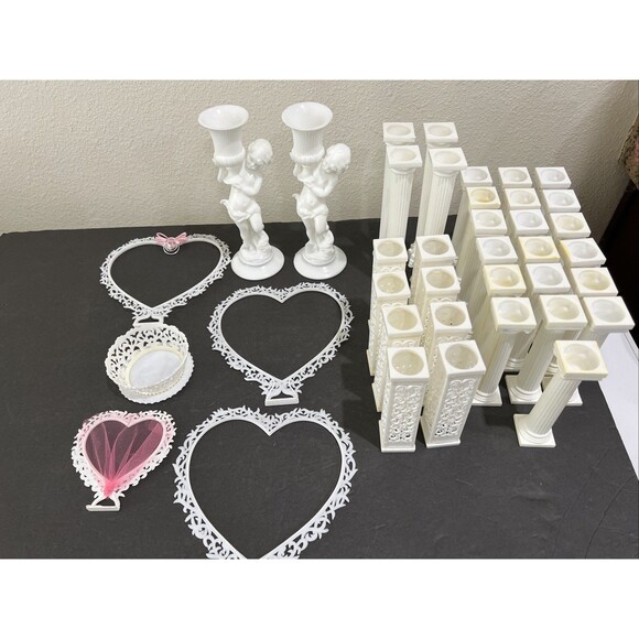 Wedding Cake Decor Mix Lot Roman Columns Topper Decorating White Grecian Pillars - Picture 1 of 16